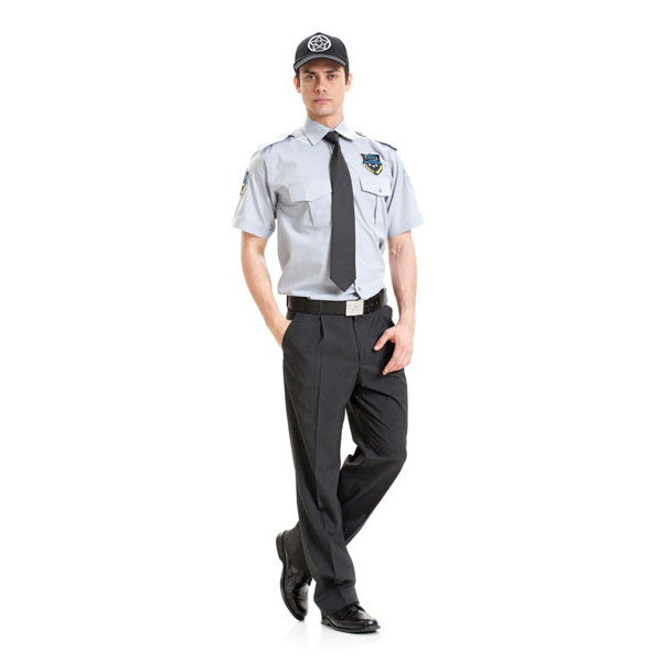 Özel Güvenlik Erkek Gömleği Yazlık Gri Kravat Yaka Füme Pantolon