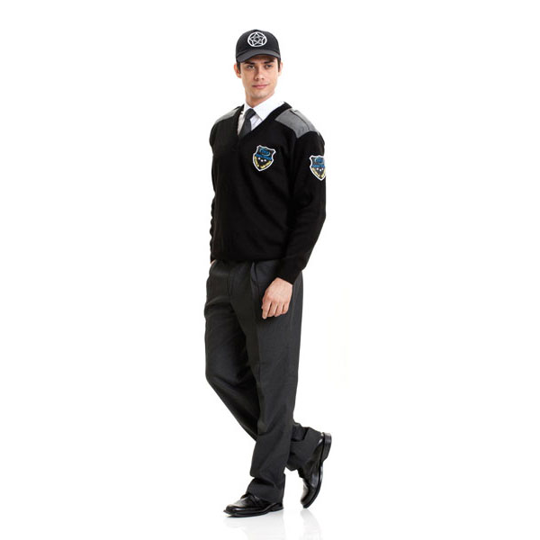 Özel Güvenlik Kazağı Sihay Modelli V Yaka - Gri Robalı Kışlık Füme Pantolon